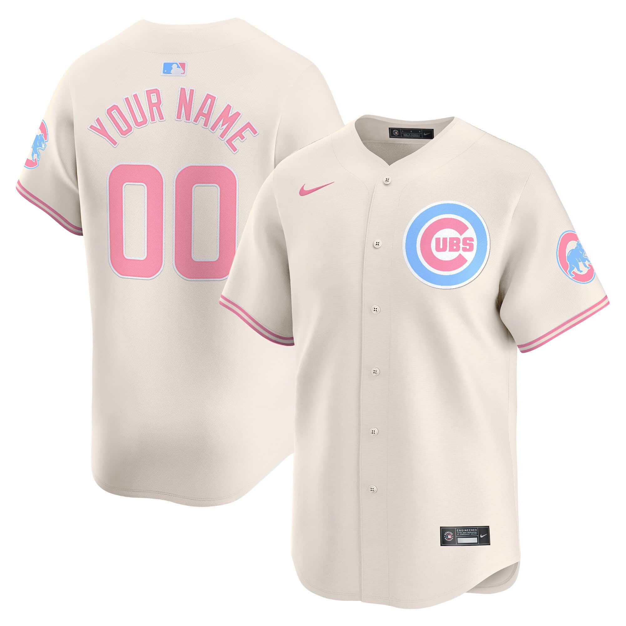 Men Chicago Cubs Bubblegum Cream 2024 Nike Vapor Premier Limited Custom MLB Jersey->customized mlb jersey->Custom Jersey